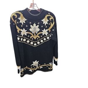 Elegant Black and Gold Women's Sweater